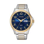 Mens Quartz Two-Tone Stainless Steel Watch Midnight Blue Dial Product Image