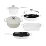8pc Signature Cast Iron Cookware Set, White Product Image