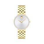 Ladies Museum Classic New Gold-Tone SS Watch w/ Lab Diamonds Silver Dial Product Image