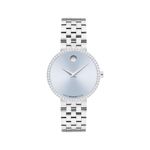 Ladies Museum Classic New Silver-Tone SS Watch w/ Lab Diamonds Ice Blue Dial Product Image