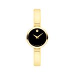 Ladies Moda Gold-Tone Stainless Steel Bangle Watch Black Dial Product Image