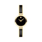 Ladies Moda Black & Gold-Tone SS Bangle Watch w/ Diamond Lugs Black Dial Product Image
