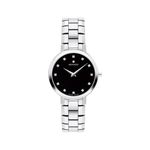 Ladies Faceto Silver-Tone Stainless Steel Watch w/ Diamond Markers Black Dial Product Image