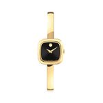 Ladies Museum Bangle Square Gold-Tone Stainless Steel Watch Black Dial Product Image