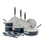 Bobby Flay Professional Ceramic Nonstick Aluminum 16pc Cookware Set, Oxford Blue Product Image