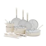 Bobby Flay Professional Ceramic Nonstick Aluminum 16pc Cookware Set, Cream Product Image