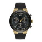 Mens BOLD Fusion Chronograph Gold & Black Silicone Strap Watch Black Dial Product Image