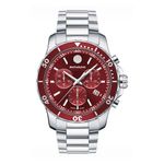 Mens Series 800 Chronograph Silver-Tone Stainless Steel Watch Red Dial Product Image