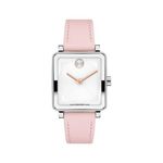 Ladies BOLD Evolution 2.0 Square Silver & Blush Leather Strap Watch White Dial Product Image