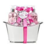Pink Orchid Strawberry Silver Tub Spa Set Product Image