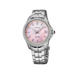Ladies Coutura Silver-Tone Stainless Steel & Diamond Watch Pink MOP Dial Product Image