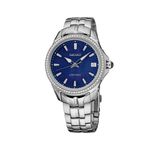 Ladies Coutura Silver-Tone Stainless Steel & Diamond Watch Dark Blue MOP Dial Product Image