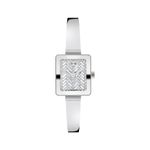 Ladies BOLD Bangle Mini Silver-Tone Stainless Steel Square Watch Crystal Dial Product Image