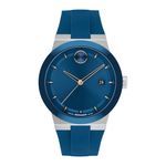 Mens BOLD Fusion Silver & Blue Silicone Strap Watch Blue Dial Product Image