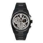 Mens BOLD Quest Chronograph Black IP Stainless Steel Watch Black Skeleton Dial Product Image
