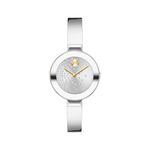 Ladies BOLD Bangle Silver-Tone Stainless Steel Watch Silver Crystal Dial Product Image