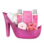 Elegant 9-piece Pink Peony Bath Set Pink High Heel Shoe Product Image