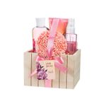 Pink Peony Spa Set in a Natural Wood Plant Box - 5pc Product Image