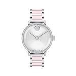 Ladies Bold Evolution 2.0 Silver-Tone SS & Blush Ceramic Watch Silver Dial Product Image