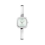 Ladies Museum Bangle Silver-Tone Stainless Steel Square Watch Light Green Dial Product Image
