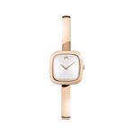 Ladies Museum Bangle Rose Gold-Tone Stainless Steel Square Watch Silver Dial Product Image