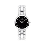 Ladies Faceto Silver-Tone Stainless Steel Watch Black Dial Product Image