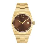 Mens BOLD Quest Gold-Tone Stainless Steel Watch Brown Dial Product Image