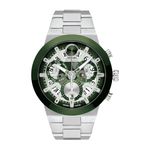Mens BOLD Fusion Chronograph Silver-Tone SS Watch Green Skeleton Dial Product Image