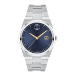Mens BOLD Quest Silver-Tone Stainless Steel Watch Blue Dial Product Image