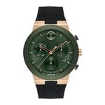 Mens BOLD Fusion Chronograph Gold & Black Silicone Strap Watch Green Dial Product Image