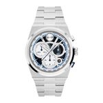Mens BOLD Quest Chronograph Silver-Tone Stainless Steel Watch Blue Skeleton Product Image