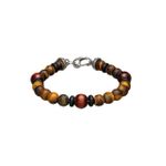 Beaded bracelet with dinosaur bone and red Tiger Eye beads - Large Product Image