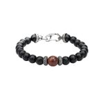 Beaded bracelet with dinosaur bone and black onyx - Large Product Image