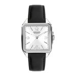 Mens Heritage 1917 Automatic Silver & Black Leather Strap Watch Silver Dial Product Image