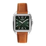 Mens Heritage 1917 Automatic Silver & Cognac Leather Strap Watch Green Dial Product Image