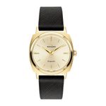 Unisex Heritage Kingmatic Gold & Black Leather Strap Watch Chgampagne Dial Product Image