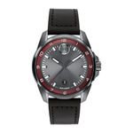 Mens BOLD Verso S Gunmetal & Black Leather Strap Watch Gray Dial Product Image