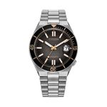 Mens TSUYOSA Shore "Time Slip" LE Automatic Silver-Tone SS Watch Black Dial Product Image
