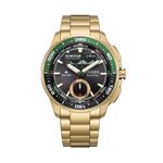 Mens Promaster WaveTracker Eco-Drive Gold-Tone Stainless Steel Watch Black Dial Product Image