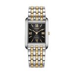 Mens Addysen Eco-Drive Two-Tone Stainless Steel Square Watch Black Dial Product Image