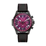 Mens E1 Team Miami Marine Star Black Rubber Silicone Strap Watch Magenta Dial Product Image