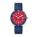 Mens Snorkel Sail 4th Blue HNBR Rubber Strap Watch Red Dial Product Image