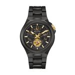 Mens Maquina Automatic Black IP Stainless Steel Watch Black Skeleton Dial Product Image