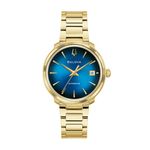 Mens Disco! Automatic Gold-Tone Stainless Steel Watch Blue Dial Product Image
