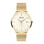 Unisex Heritage Silhouette Gold-Tone Stainless Steel Mesh Watch Ivory Dial Product Image