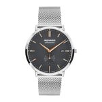 Unisex Heritage Silhouette Silver-Tone Stainless Steel Mesh Watch Charcoal Dial Product Image