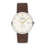 Unisex Heritage Silhouette Silver & Chocolate Leather Strap Watch Ivory Dial Product Image