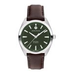 Unisex Heritage Datron Automatic Silver & Chocolate Leather Strap Green Dial Product Image