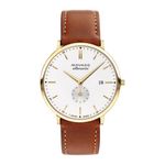 Unisex Heritage Silhouette Gold & Cognac Leather Strap Watch White Dial Product Image