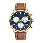 Mens Heritage Calendoplan Chronograph Cognac Leather Strap Watch Deep Blue Product Image